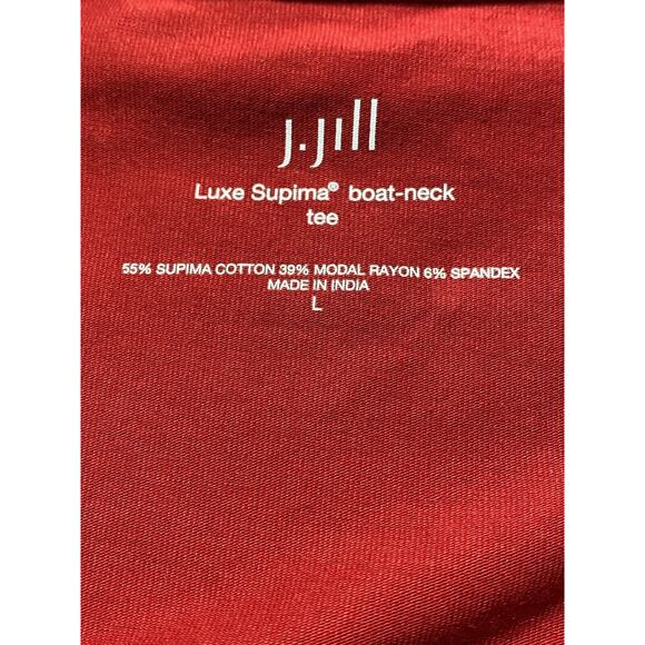 Minimalist J. Jill Red Womens L Soft Supima Coastal Boat Neck Popover Top - Picture 2 of 6